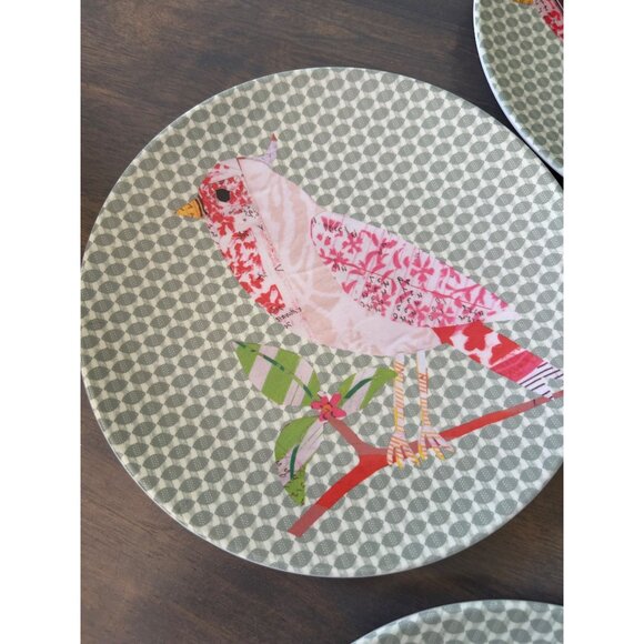 Set of 8 West Elm Melamine Bird Dessert Lunch Salad Plates 9" - Picture 2 of 8